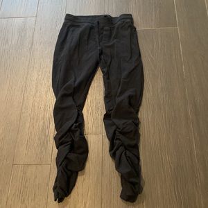 NSF black, adorable, sweatpants with ruched bottom.